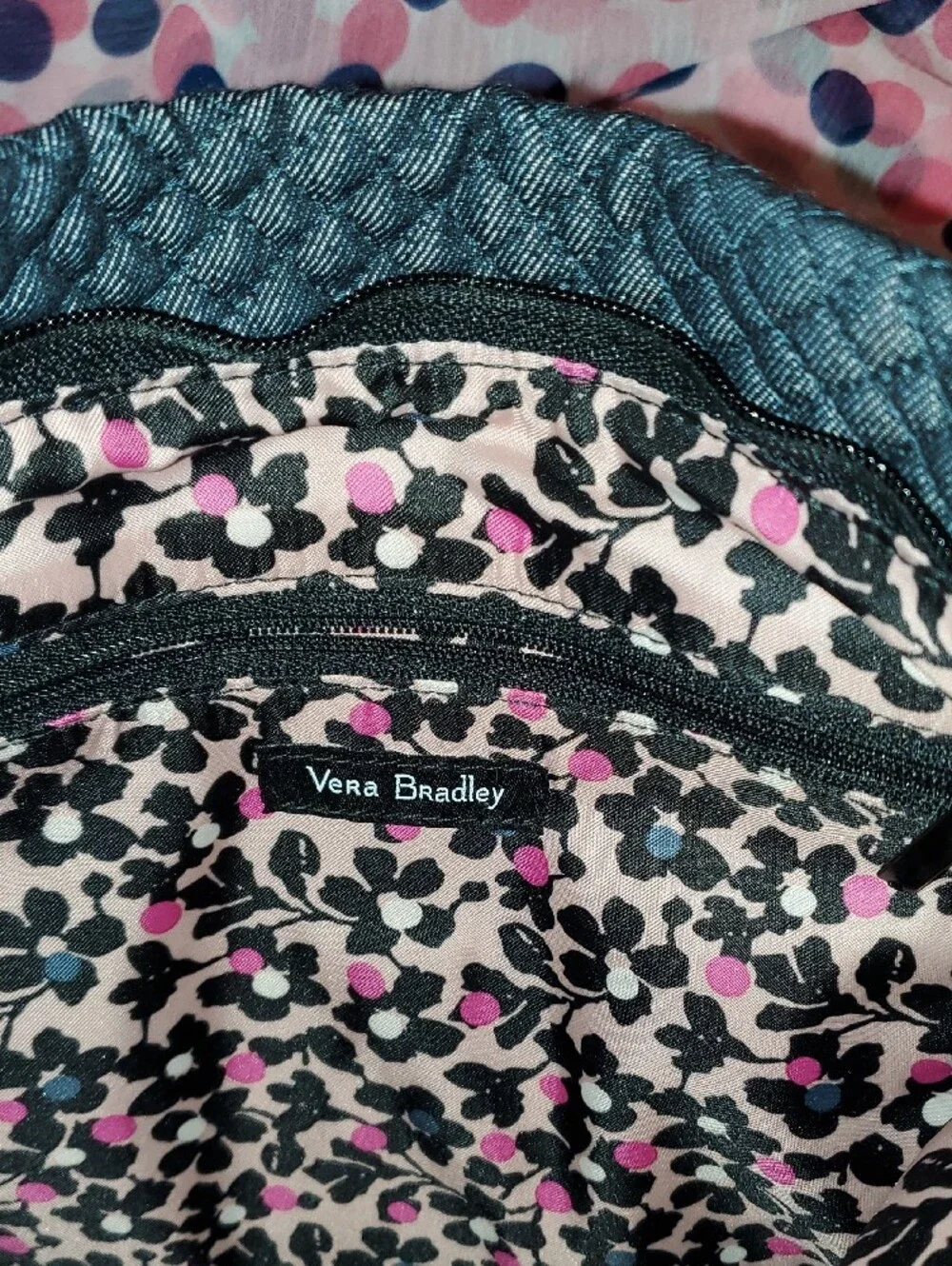 Vera Bradley Quilted Black Denim Crossbody Bag